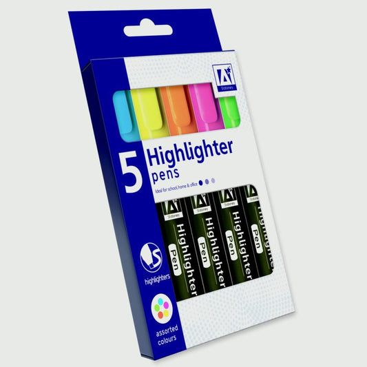 A Star Neon Highlighter Pens Pack 5