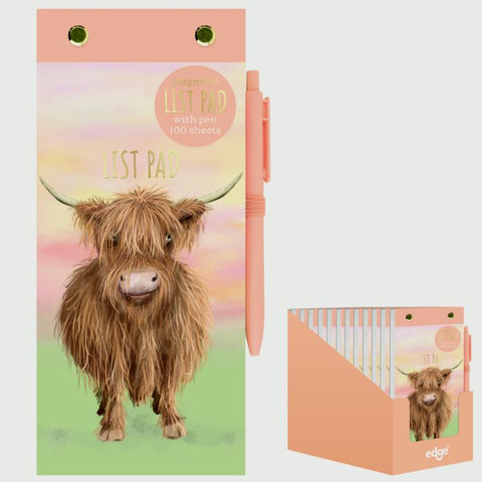 Edge Highland Cow List Pad With Pen