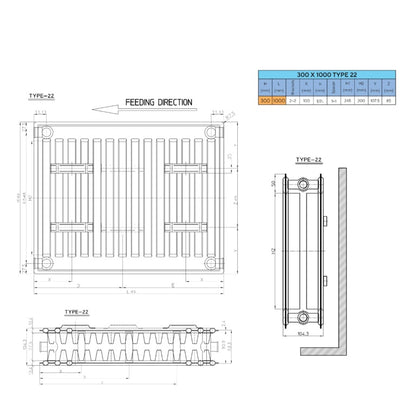 Evolve Double Compact Radiator 300 x 1000mm