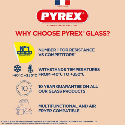 Pyrex Air Fryer Rectangular Glass Dish 0.8L