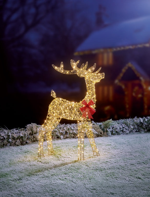 Premier Lit Golden Elegance Twist Standing Reindeer 1m