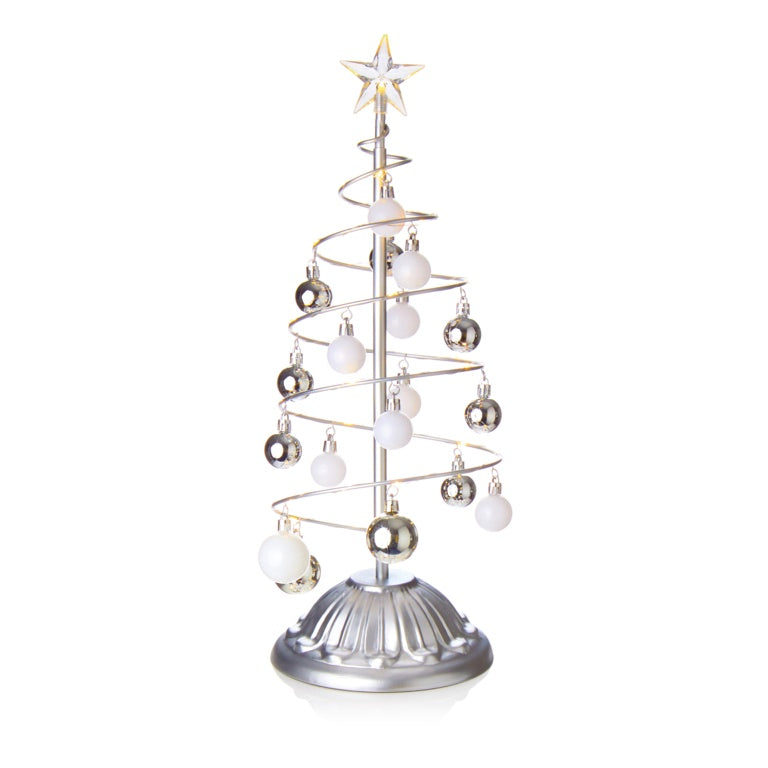 Premier Lit Silver Metal Bauble Tree 50cm Warm White LEDs