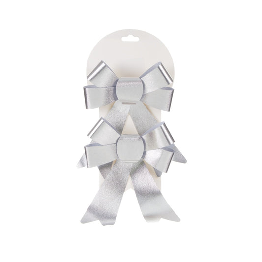 Premier 2 Piece Carded Silver Bows 17cm