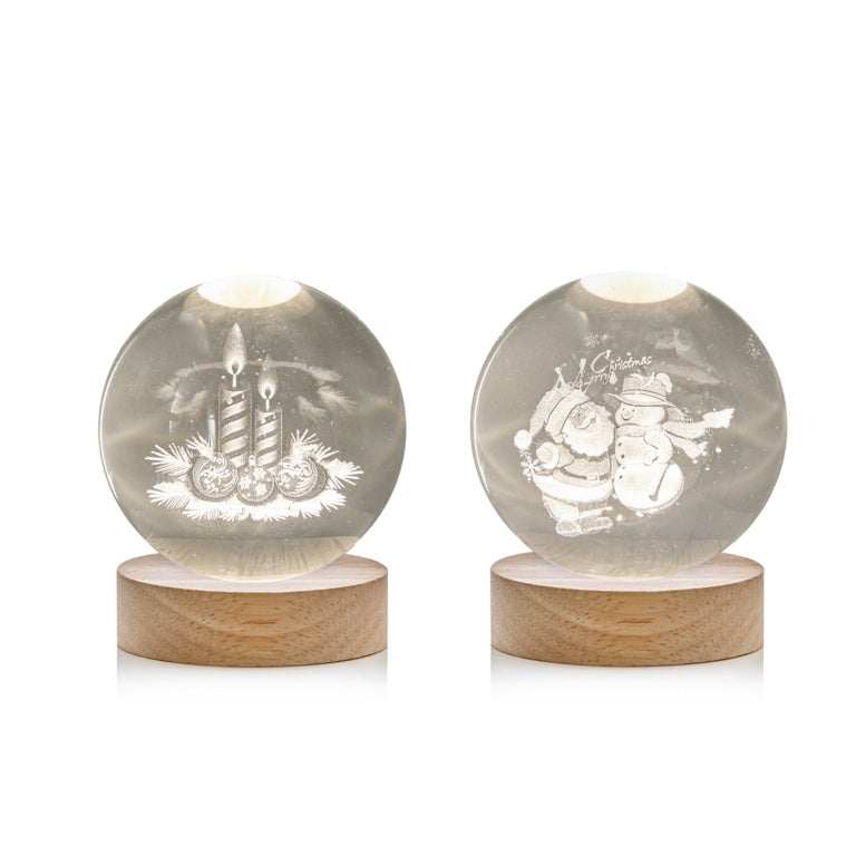 Premier USB Lit 3D Etched Glass Ball 8cm