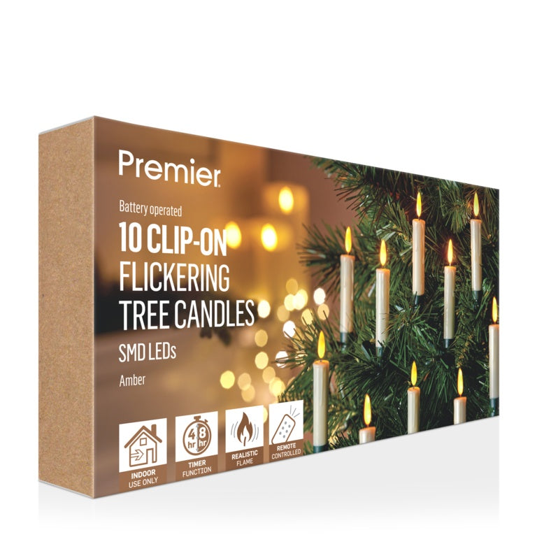 Premier Multi Action Lit Cream Clip On Candles 10cm Pack 10