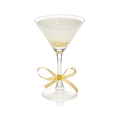 Premier Martini Glass Gel Candle With Gold Bow 16cm