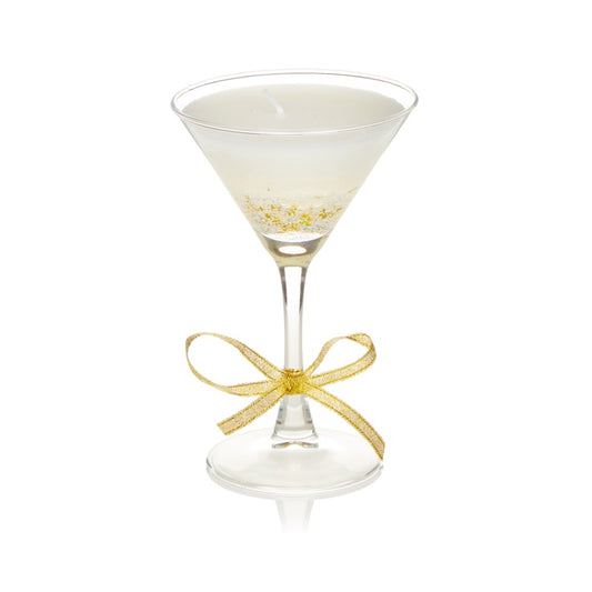 Premier Martini Glass Gel Candle With Gold Bow 16cm