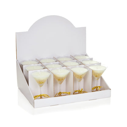 Premier Martini Glass Gel Candle With Gold Bow 16cm