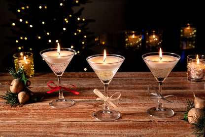 Premier Martini Glass Gel Candle With Gold Bow 16cm