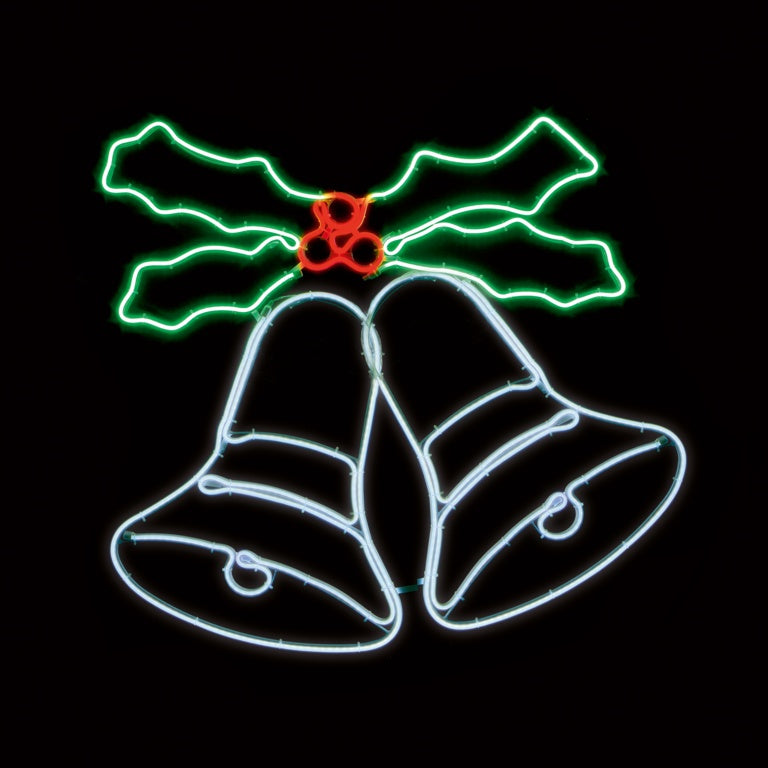 Premier Lit Neon Swinging Bells With Holly 78cm