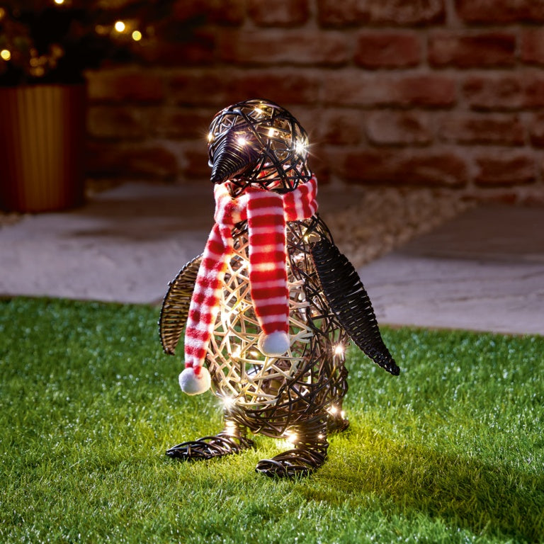 Premier Multi Action Lit Rattan Look Penguin 39cm