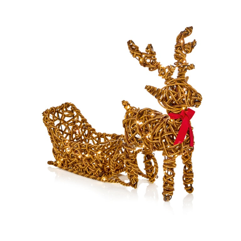 Premier Multi Act Lit Rattan Look Reindeer 50 x 39cm