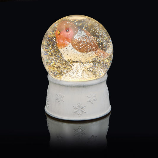 Premier Lit Water Globe With Robin 18cm