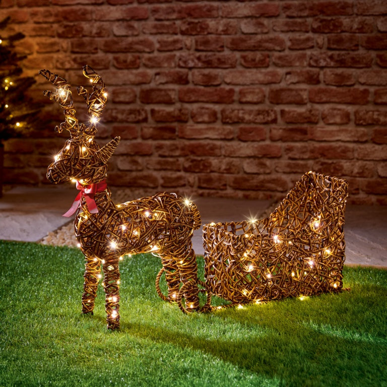 Premier Multi Action Lit Rattan Look Reindeer 82 x 67cm