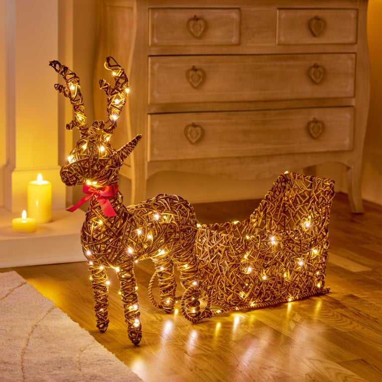 Premier Multi Action Lit Rattan Look Reindeer 82 x 67cm