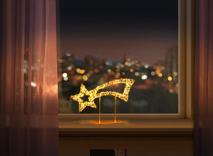 Premier Twinkling Lit Table Top Shooting Star 38cm Rose Gold