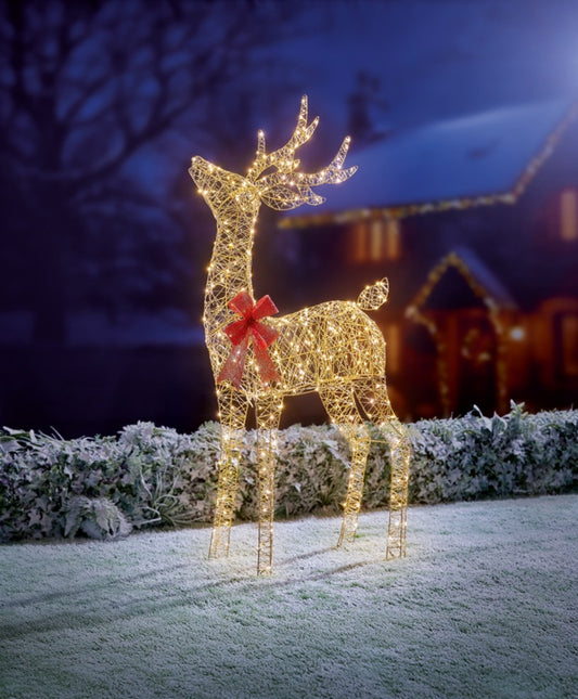Premier Lit Golden Elegance Twist Tall Standing Deer 1.3m
