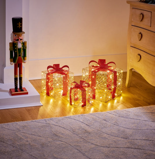Premier Lit Golden Elegance Parcels Set Of 3 25cm