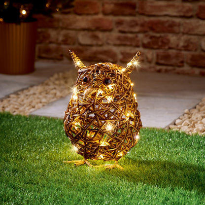 Premier Multi Action Lit Owl 28cm - 50 Warm White LEDs