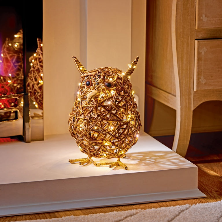 Premier Multi Action Lit Owl 28cm - 50 Warm White LEDs