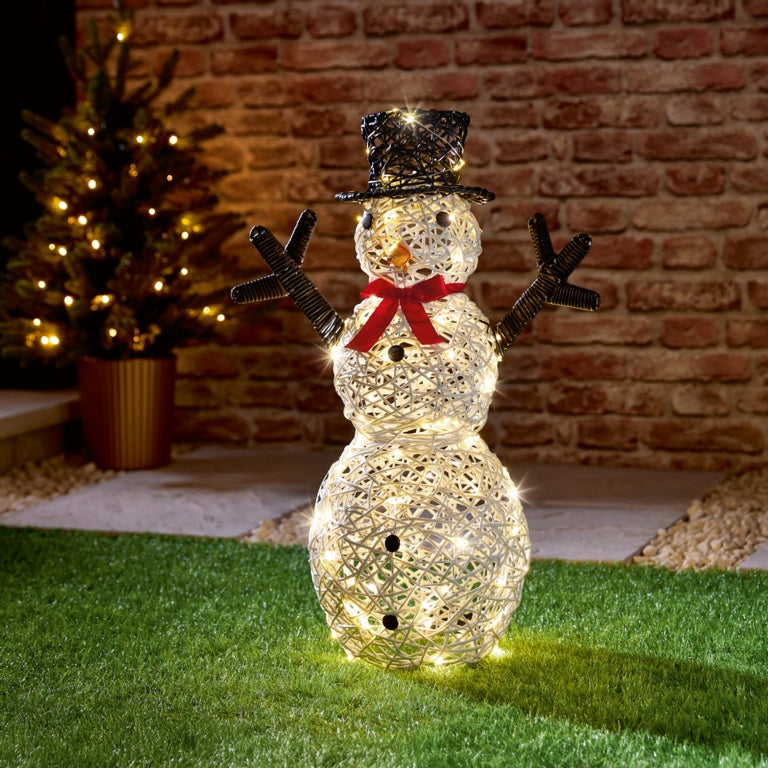 Premier Multi Action Lit Rattan Look Snowman 67cm