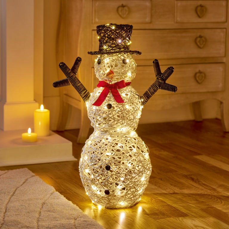 Premier Multi Action Lit Rattan Look Snowman 67cm