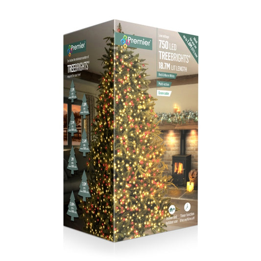 Premier 750 LED Multi Action Treebrights Red/Warm White - Green Cable