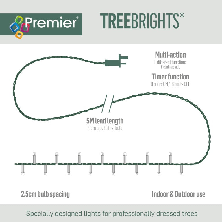 Premier 750 LED Multi Action Treebrights Red/Warm White - Green Cable