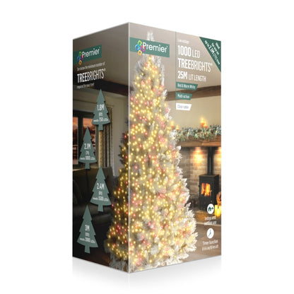 Premier 1000 LED Multi Action Treebrights Red/Warm White - Clear Cable