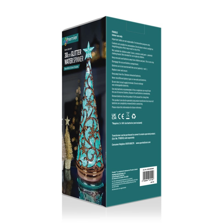 Premier Glitter Rose Gold Tree Water Spinner 30cm