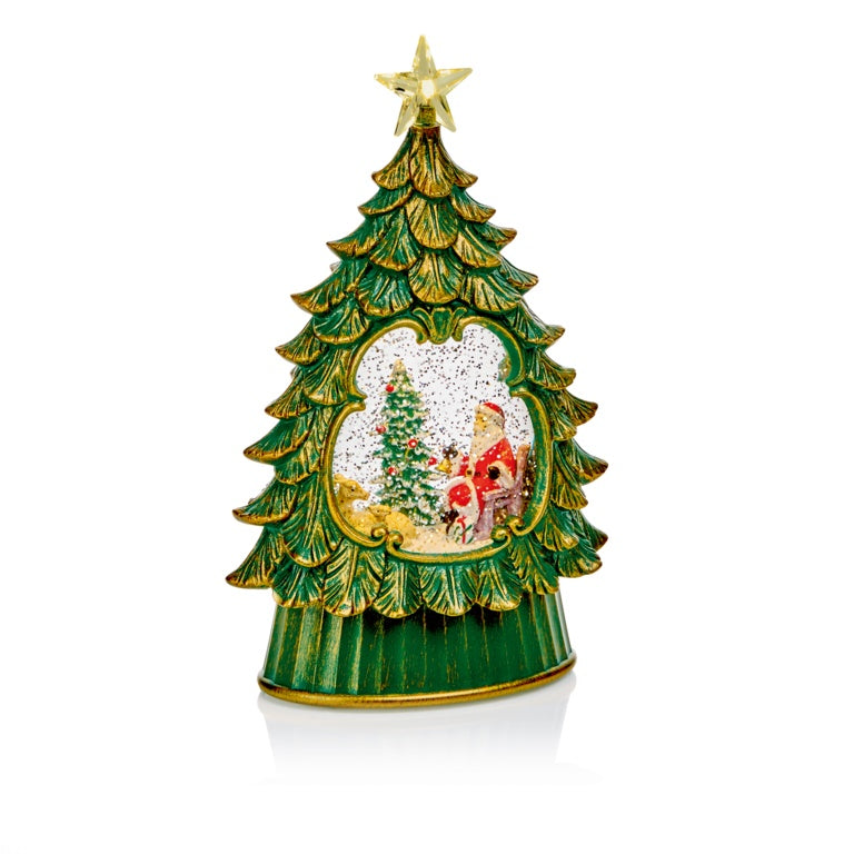 Premier Lit Water Globe Tree with Star 26cm