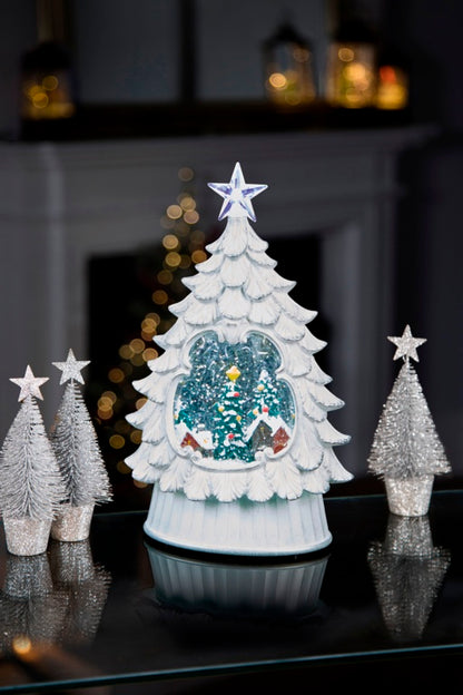 Premier Lit Water Globe Tree with Star 26cm