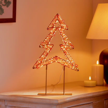 Premier Twinkling Lit Gold Table Top Tree 45cm Red/Warm White