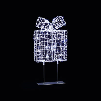 Premier Twinkling Lit Silver Table Top Parcel 45cm