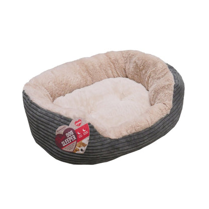 ROSEWOOD Grey Jumbo Cord Plush Dog Bed Large