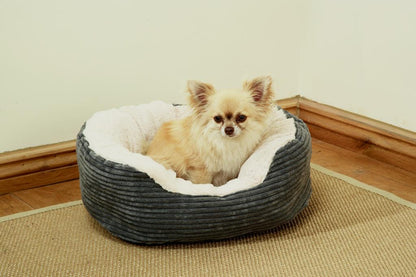 ROSEWOOD Grey Jumbo Cord Plush Dog Bed Medium