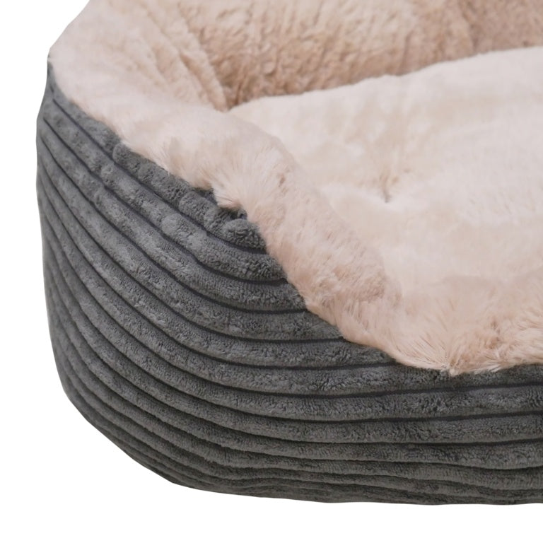 ROSEWOOD Grey Jumbo Cord Plush Dog Bed Medium