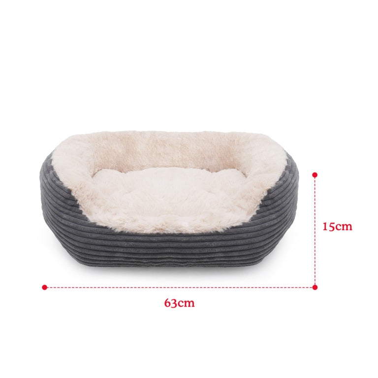 ROSEWOOD Grey Jumbo Cord Plush Dog Bed Medium