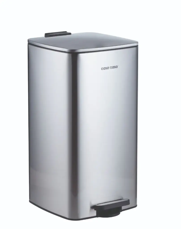 Blue Casa Seattle Square Pedal Bin 30L Satin Chrome