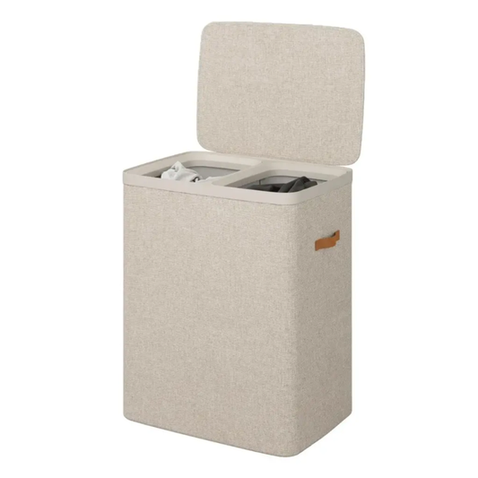 Blue Casa Dual Section Laundry Hamper 100L Beige