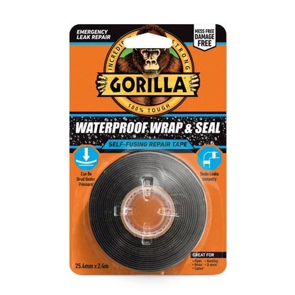 Gorilla Black Silicone Tape Waterproof Wrap & Seal 25.4mm x 2.4m