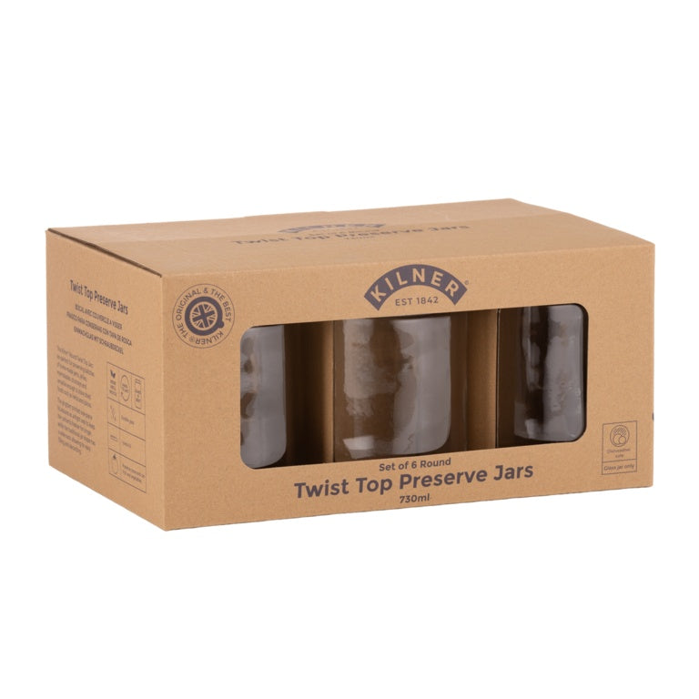 Kilner Round Twist Top Jars Set 6 730ml