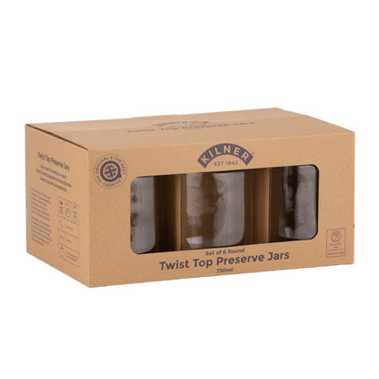 Kilner Round Twist Top Jars Set 6 730ml