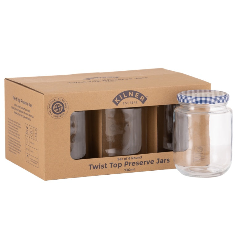 Kilner Round Twist Top Jars Set 6 730ml