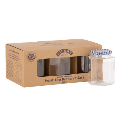 Kilner Hex Twist Top Jars Set 6 500ml