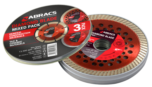 Abracs Diamond Blade Tin Mixed 3 Pack 115mm