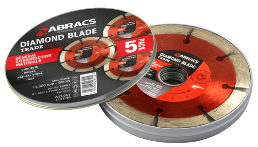 Abracs Gen Construction Diamond Blade Tin 5 115mm