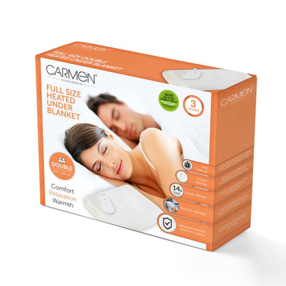 Carmen Full Size White Heated Blanket Double
