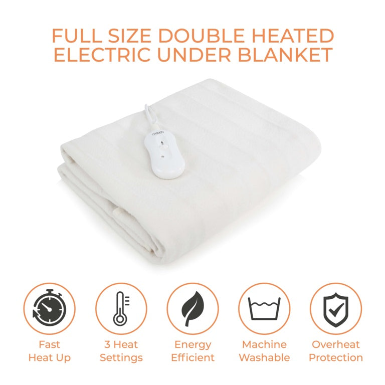 Carmen Full Size White Heated Blanket Double