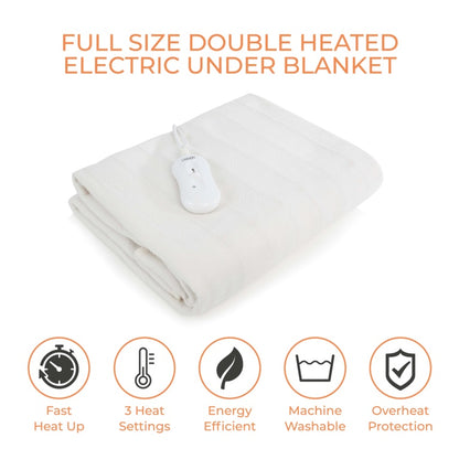 Carmen Full Size White Heated Blanket Double
